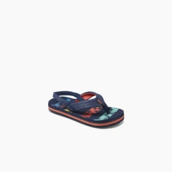 Reef Youth Boy's Little Ahi Sandal - Navy Palms Stripe