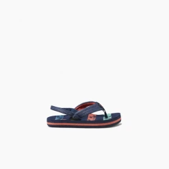 Reef Youth Boy's Little Ahi Sandal - Navy Palms Stripe