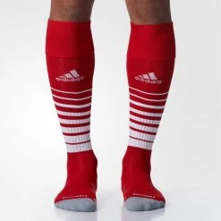 Agron (Adidas) Unisex Team Speed Soccer Sock (Large) - Red/White