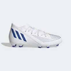 Adidas JR Predator Edge .3 FG Soccer Shoe- White/Hi Res Blue Youth