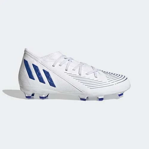 Adidas JR Predator Edge .3 FG Soccer Shoe- White/Hi Res Blue Youth 1 Adidas JR Predator Edge .3 FG Soccer Shoe- White/Hi Res Blue Youth