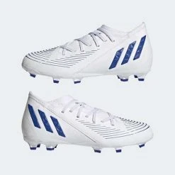 Adidas JR Predator Edge .3 FG Soccer Shoe- White/Hi Res Blue Youth 11 Adidas JR Predator Edge .3 FG Soccer Shoe- White/Hi Res Blue Youth