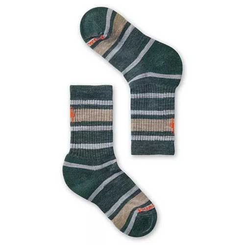 Smartwool Youth Kids' Performance Hike Light Cushion Striped Crew Socks - Dark Sage 1 Smartwool Youth Kids' Performance Hike Light Cushion Striped Crew Socks - Dark Sage