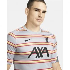 Nike Men's Liverpool Dri-FIT Pre-Match Short Sleeve - Wolf Grey/Smoke Grey/Black 8 Nike Men's Liverpool Dri-FIT Pre-Match Short Sleeve - Wolf Grey/Smoke Grey/Black