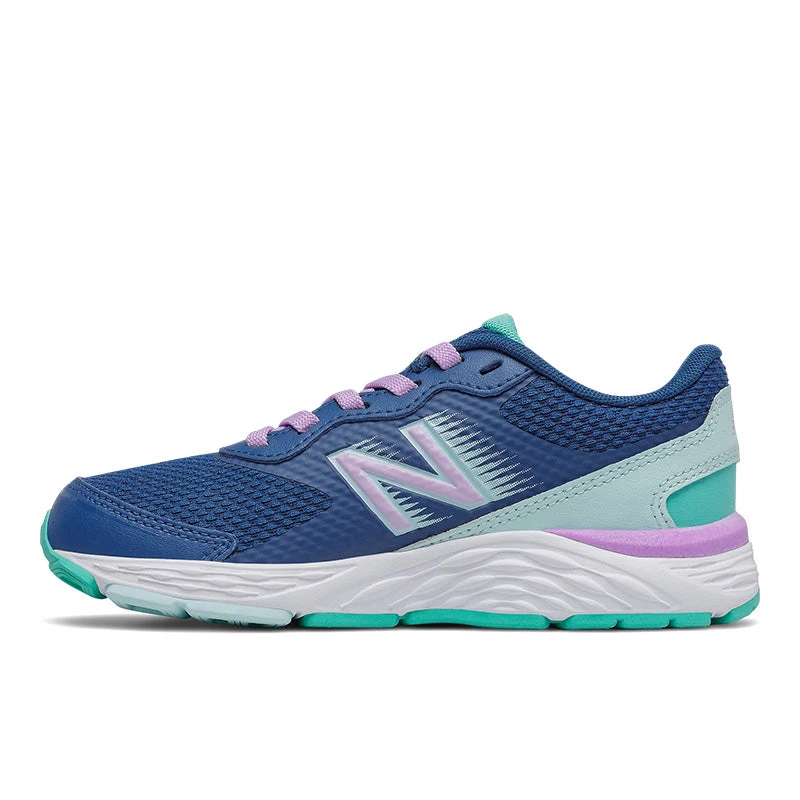 New Balance Youth 680v6 Running Shoe - Captain Blue/Dark Violet Glo/ White Mint 2 New Balance Youth 680v6 Running Shoe - Captain Blue/Dark Violet Glo/ White Mint