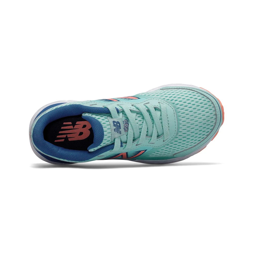 New Balance Kids 680 V6 Running Shoe - Bali Blue With Mako Blue & Ginger Pink 3 New Balance Kids 680 V6 Running Shoe - Bali Blue With Mako Blue & Ginger Pink